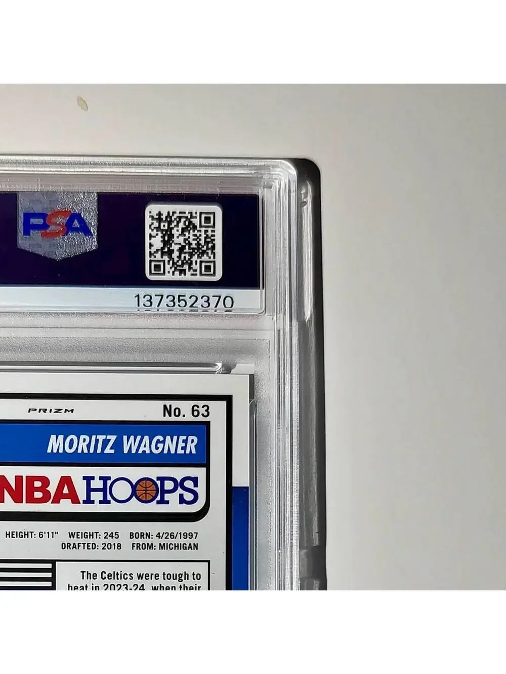 Moritz Wagner 2023 Panini Hoops Premium #63 4/5 Green Disco Prizm PSA 10 Gem